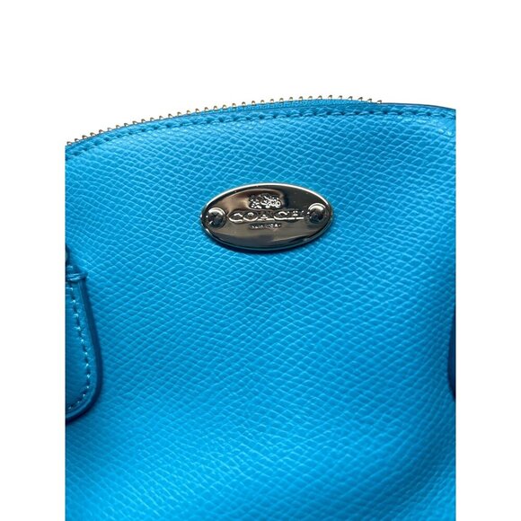 Coach Mini Turquoise Leather Crossbody Bag With Adjustable Strap & Zip Closure - Picture 4 of 11